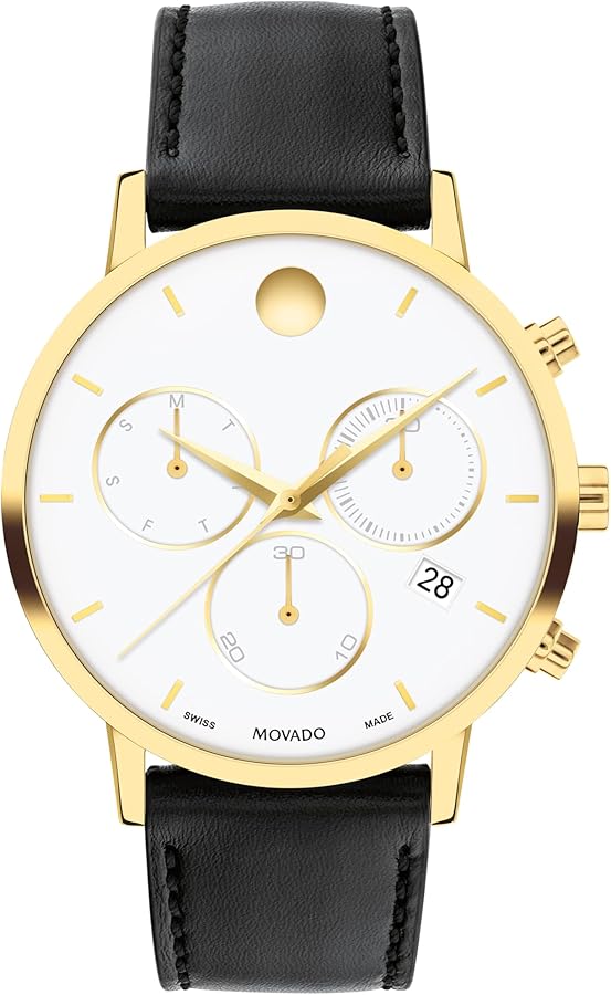 Movado Museum Classic Men's Watch - Swiss Quartz Chronograph, Calfskin Strap - 3 ATM Water Resistance - Classic, Luxury Fashion Timepiece for Him - 42mm