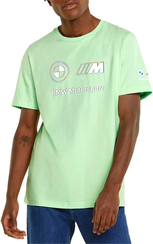 Puma Mens Bmw Mms Logo Crew Neck Short Sleeve Athletic Tops Casual - Green - Size S