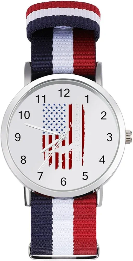 Amerisaurus Rex with USA Flag Wrist Watch Adjustable Nylon Band Outdoor Sport Work Wristwatch Easy to Read Time, style, 202403193