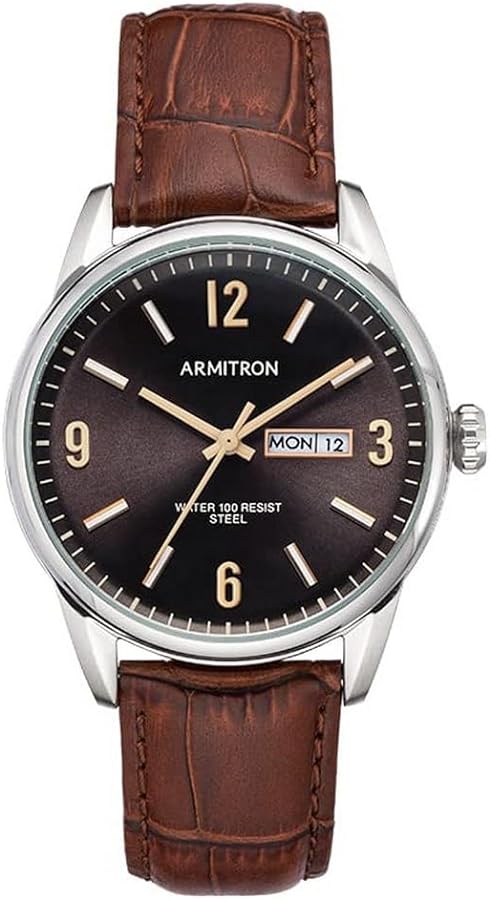 Armitron Men's Day/Date Function Croco-Grain Leather Strap Watch, 20/5048