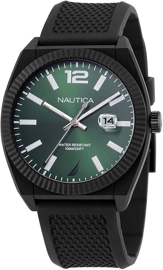 Nautica Men's NAPPBS305 Pacific Beach Black Wheat PU Fiber Strap Watch