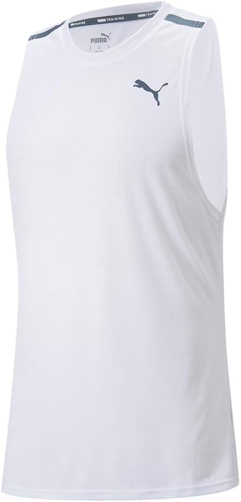 Puma Mens Jacquard Crew Neck Athletic Tank Training Casual Moisture Wicking - White