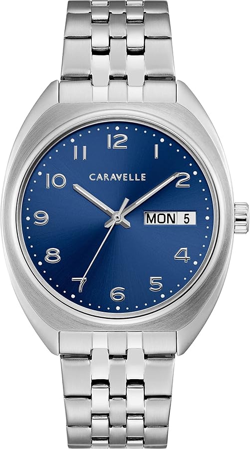 Caravelle by Bulova Retro Quartz Mens Watch, Stainless Steel , Silver-Tone (Model: 43C120)