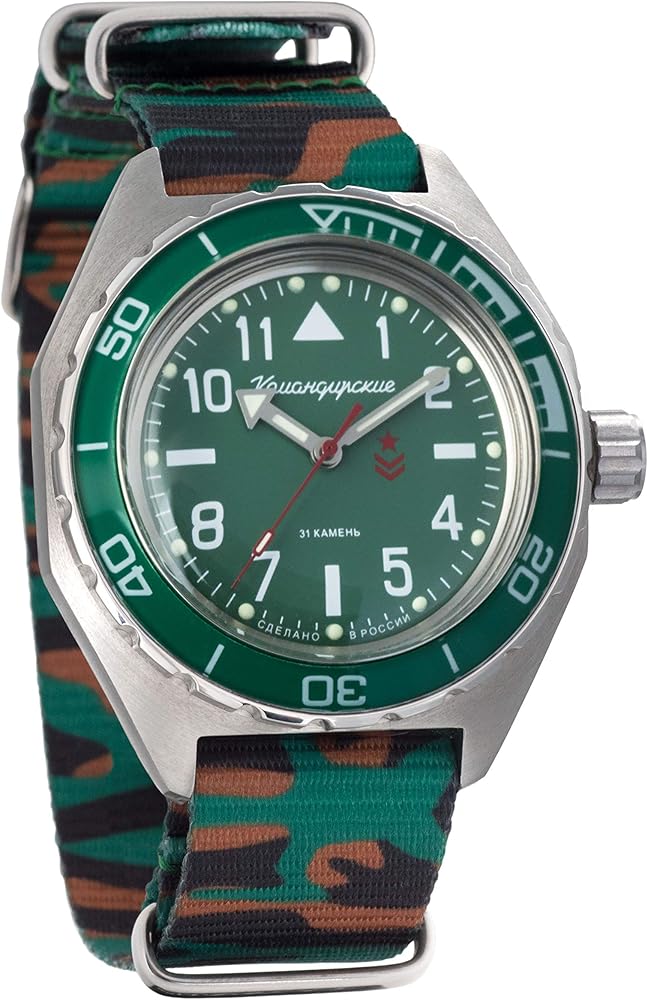 Vostok Komandirskie Automatic Self-Winding Mens Russian Military Wristwatch WR 200m # 650856