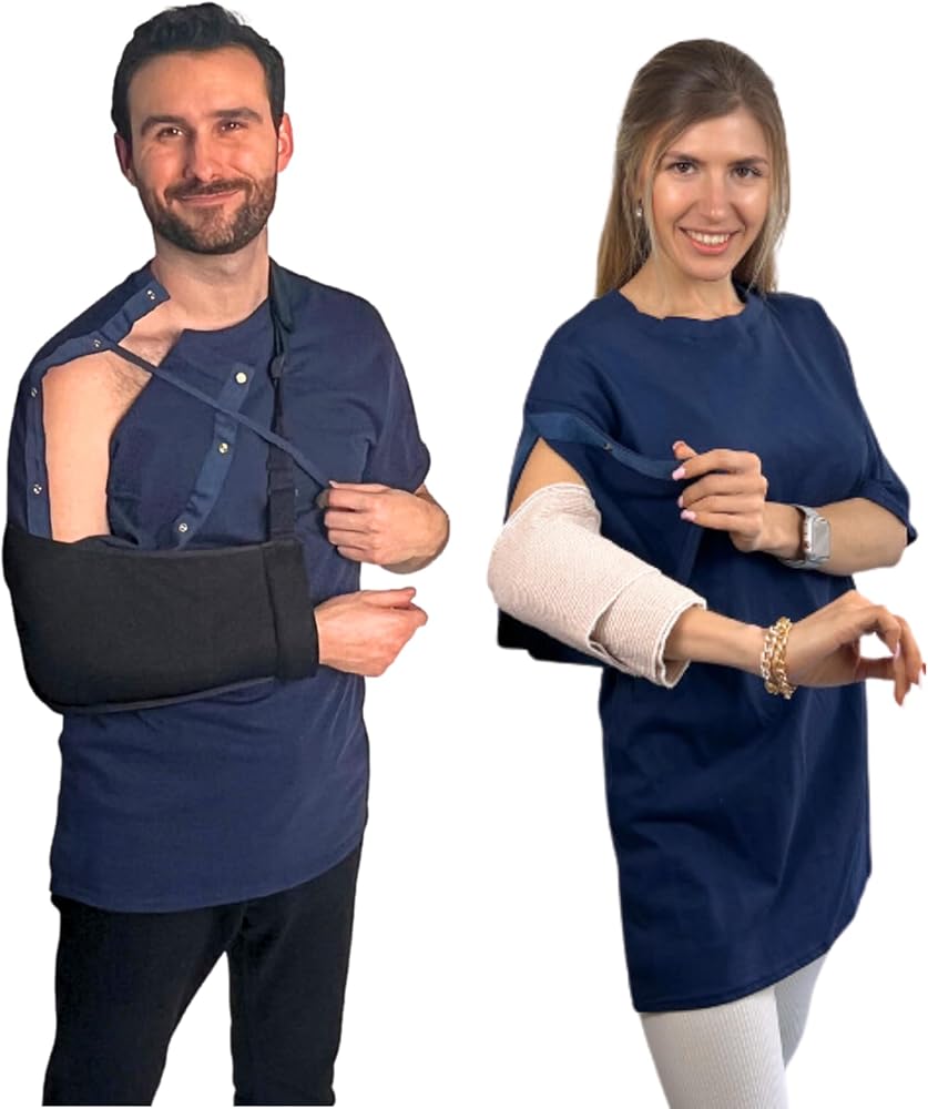 Inspired Comforts Unisex Right Shoulder & Side Access Post Surgery & Rehab Snap Shirt