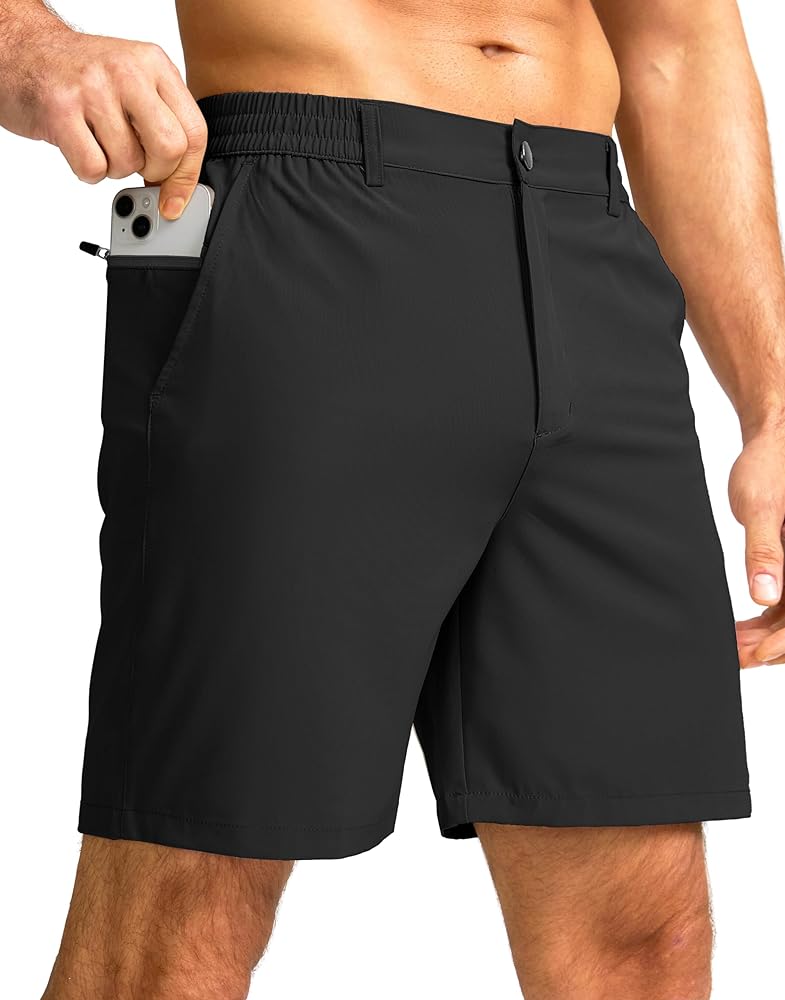 Men's Casual Shorts 7" Lightweight Golf Shorts for Men Stretch with 3 Pockets Quick Dry Breathable Work Shorts