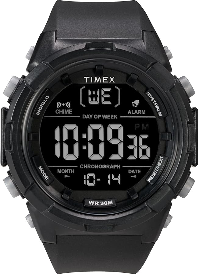 Timex Men's Digital 50mm Watch - Black Strap Digital Dial Black Case