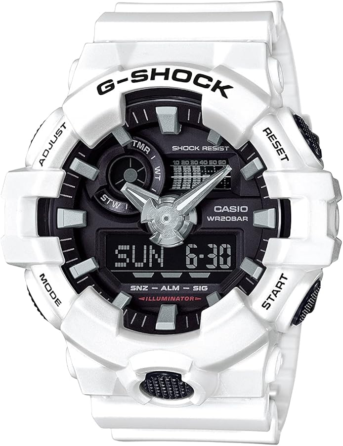 Casio Men's 'G Shock' Quartz Resin Casual Watch, Color:White (Model: GA-700-7ACR)