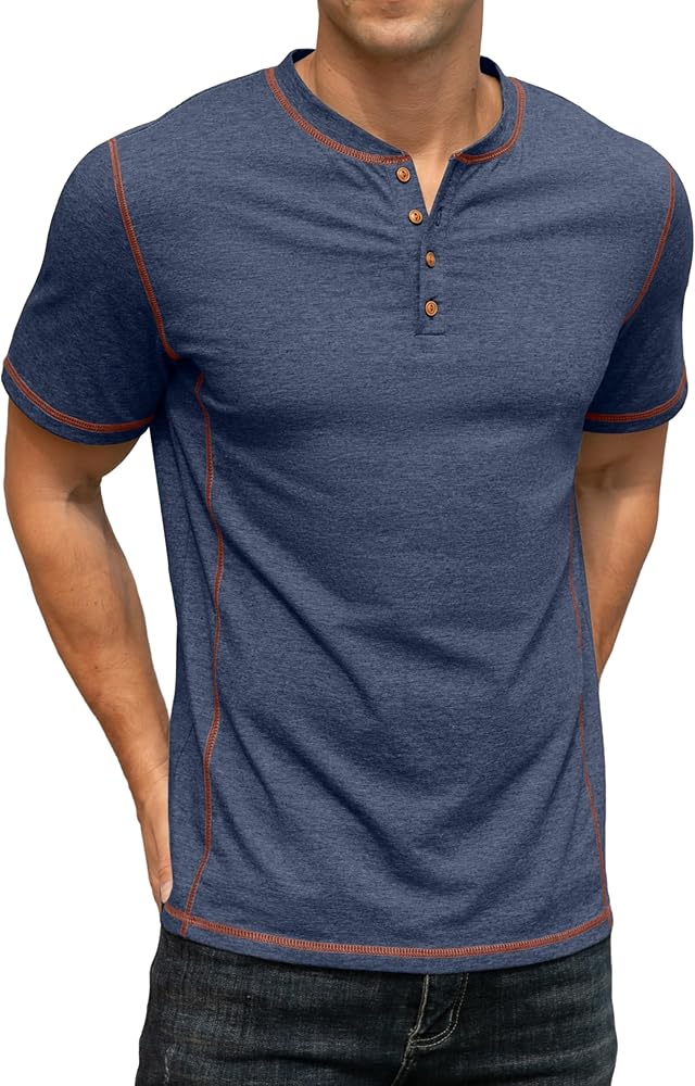 Sailwind Mens Henley Short Sleeve T-Shirt Cotton Maverick Shirt