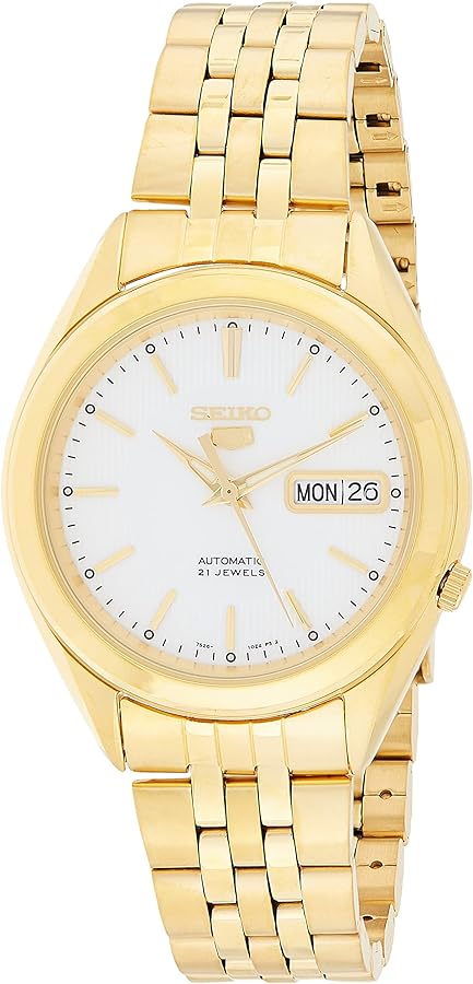 Seiko Men's SNKL26 Gold Plated Stainless Steel Analog with White Dial Watch