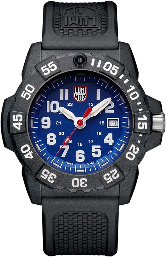 Luminox Navy Seal Mens Watch Blue Dial (XS.3503/3500 Series): 200 Meter Water Resistant + Light Weight Carbon Case and Band + Constant Night Visibility