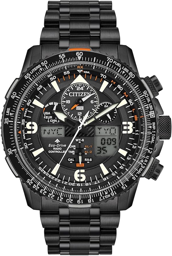 Citizen Men's Promaster Air Skyhawk Eco-Drive Pilot Watch, Atomic Timkeeping Technology, Chronograph, Power Reserve Indicator, Ana-digi Display, Luminous Hands and Markers, Anti-Reflective Crystal