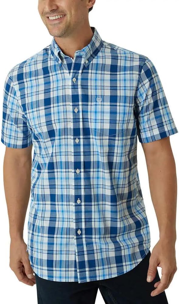 Chaps Men’s Short Sleeve Woven Shirt (US, Alpha, Large, Regular, Regular, White)