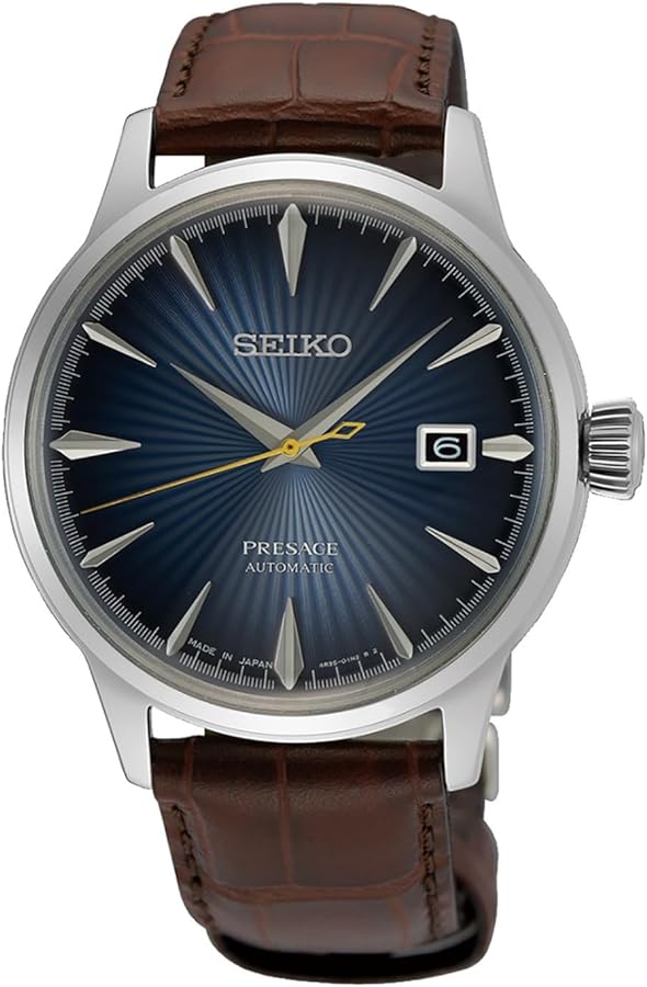 SEIKO SRPK15J1,Men Presage,Mechanical,Automatic,Stainless,Silver,Leather,WR,SRPK15