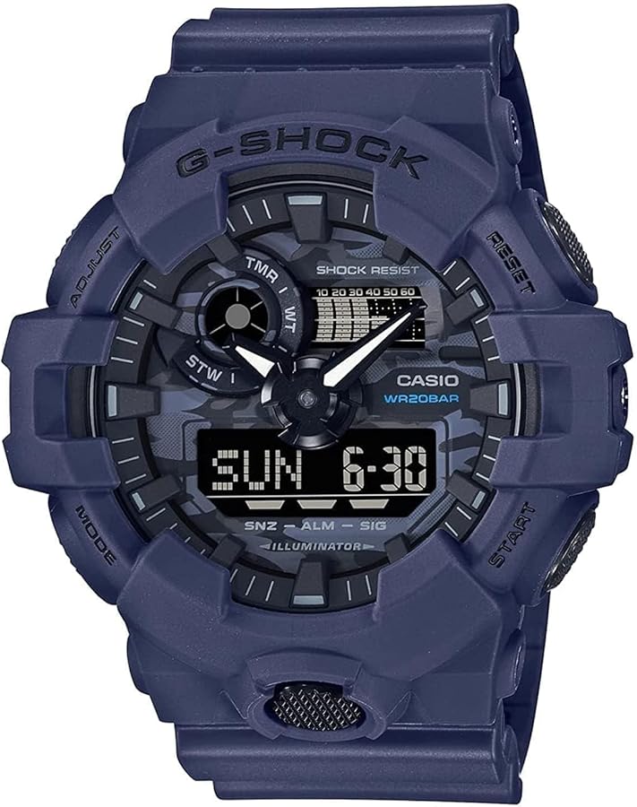 Casio Men's Watch G-Shock Digital Analog Camouflage Resin Band, Camouflage Black, Strap