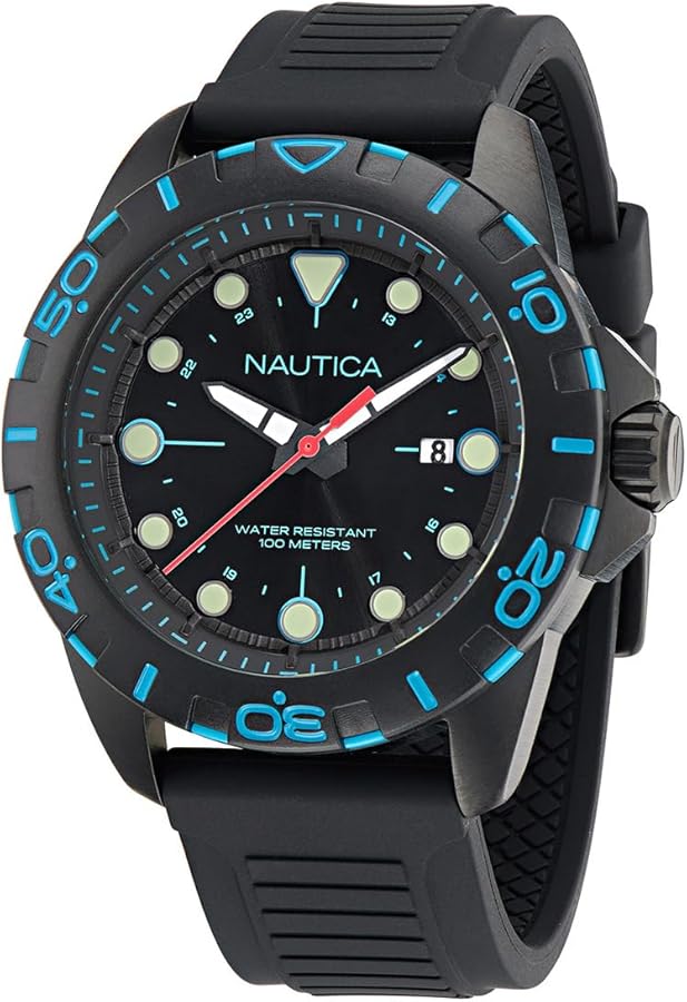 Nautica Men's Black Silicone Strap Watch (Model: NAPNRS404)