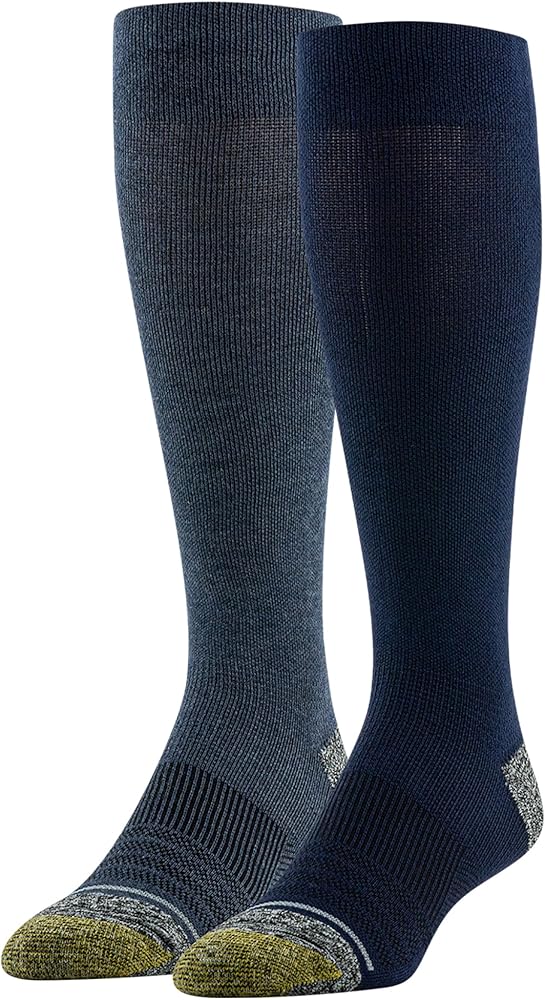 GOLDTOE Men's Mild Compression Over The Calf Comfort Socks, 2-Pairs