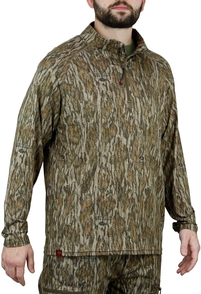 Mossy Oak Men's Hunting Shirts Lightweight Quarter Zip Camo