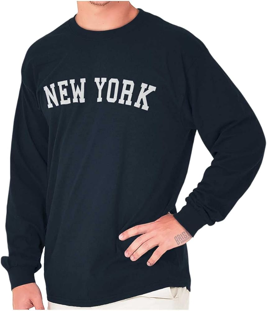 New York Simple Traditional Classic Long Sleeve Tshirt Men Women