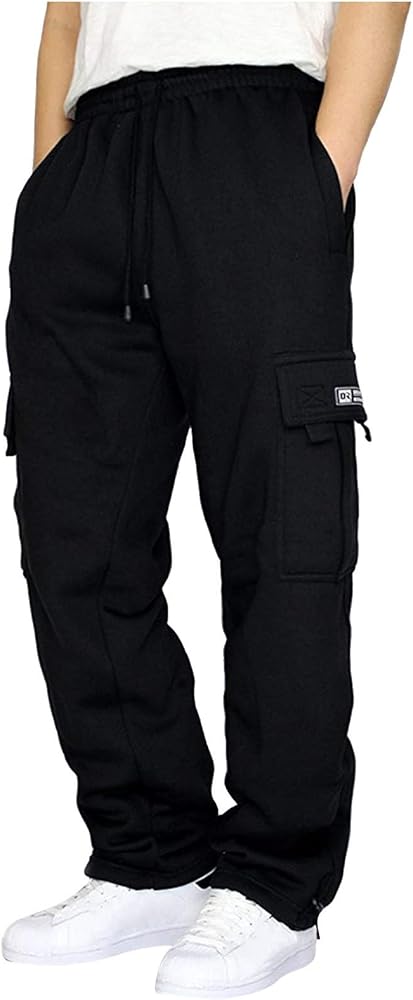 DIYAGO Cargo Sweatpants Men Big and Tall Baggy Tactical Workout Trouser Athletic Straight Jogger Open Leg Sweatpant Pocket