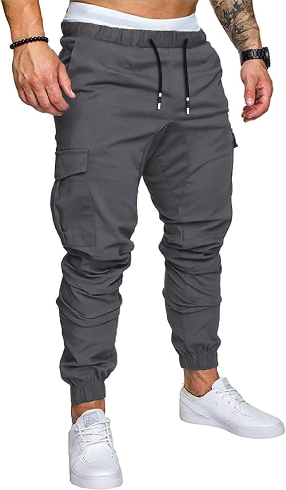 Mens Fashion Joggers Sports Pants - Cotton Cargo Pants Sweatpants Trousers Mens Long Pants