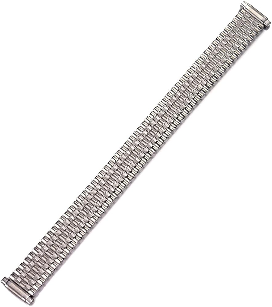 Ladies 12-14mm Expansion Replacement Gold Silver Dual Tone Straight End Watch Band, Men’s Stainless Steel Comfortable Stretch Replacement flat End Watch Band 20-26mm lug width range