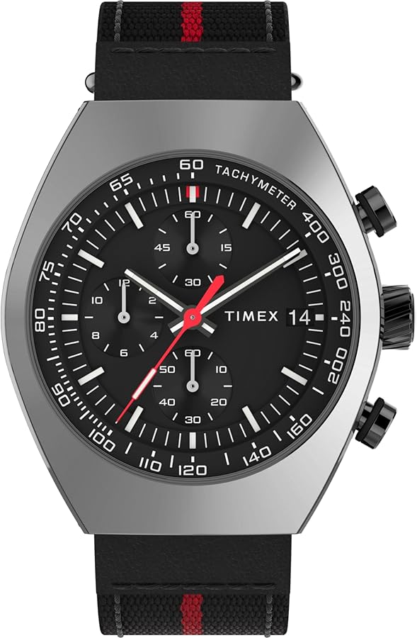 Timex Men's Legacy Tonneau 42mm Watch - Black Strap Black Dial Stainless Steel Case