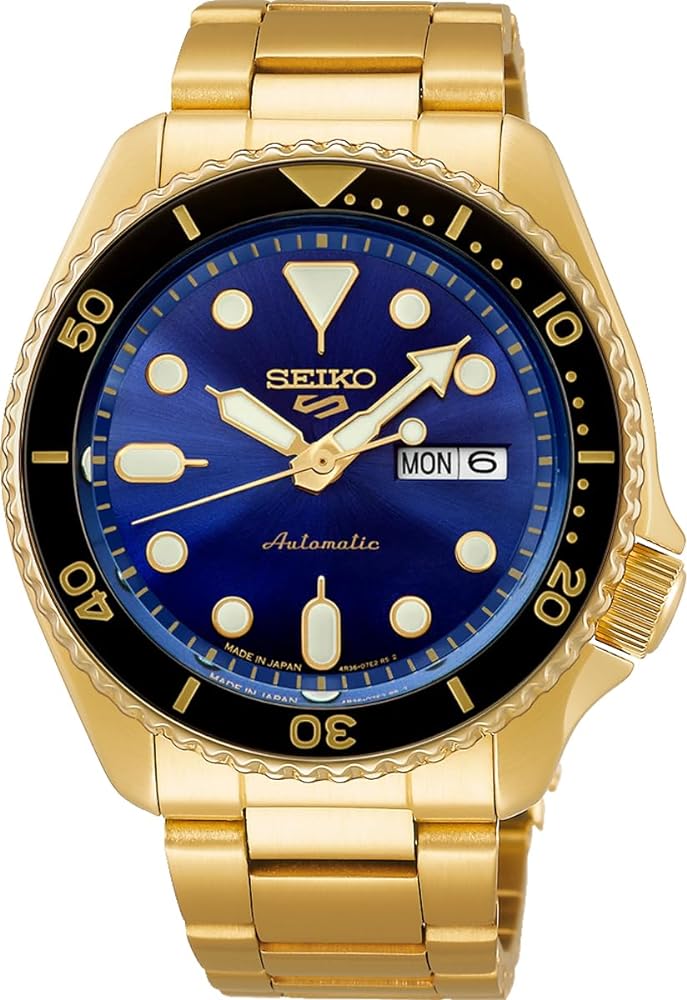 Seiko SRPK20 Men's 5 Sports Skx Sports Style Automatic Watch, Made in Japan, Made in Japan, U.S. Special Creation SRPK20, Cobalt Blue x Gold, Sporty