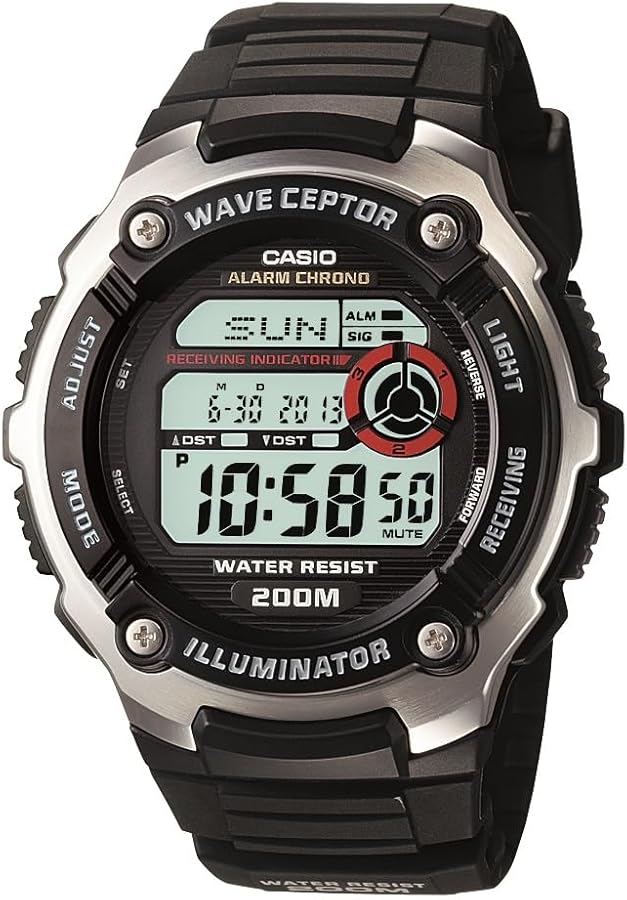 Casio Waveceptor Men's Quartz Illuminator Alarm Chronograph Watch with Black Resin Band (Model: WV200A-1AV)