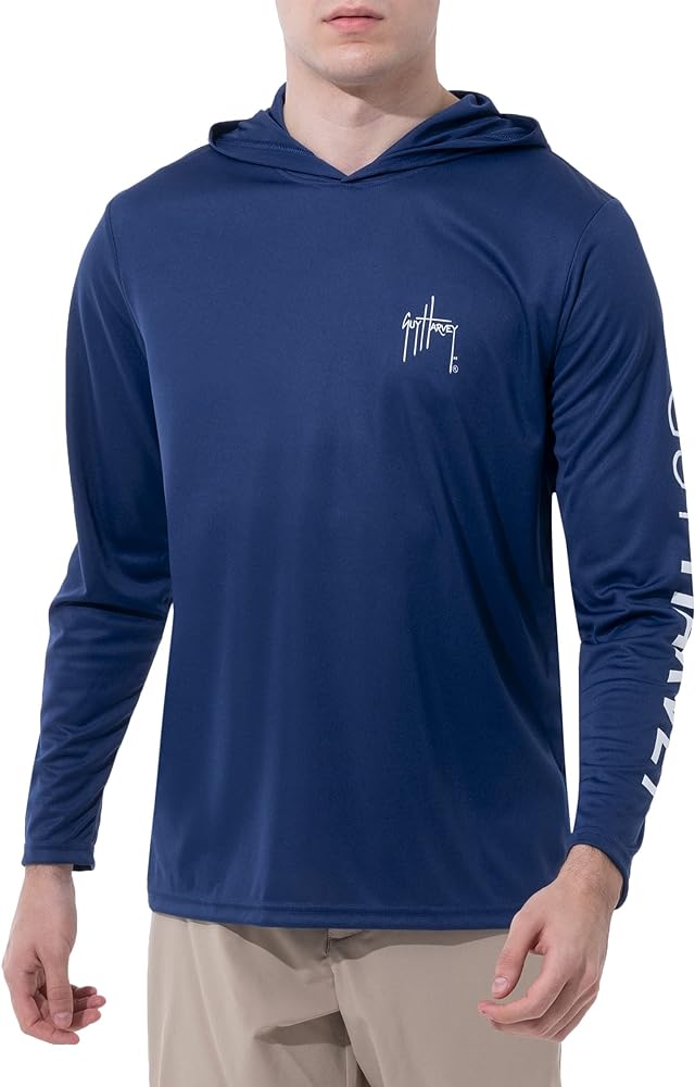 Guy Harvey Men's Long Sleeve Performance Sun Protection Hoodie UPF 50+