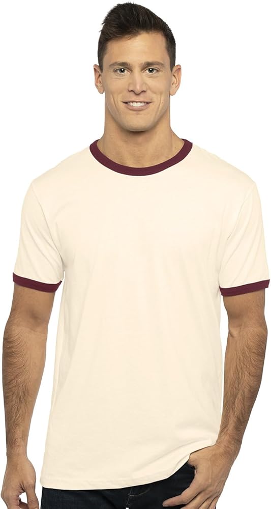 Next Level Unisex Ringer T-Shirt XS NATURAL/ MAROON