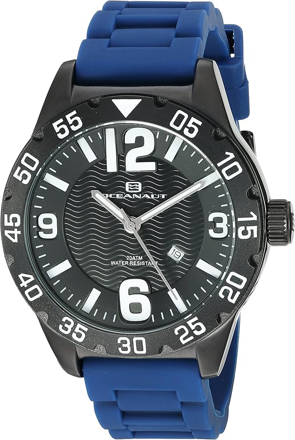 Oceanaut Men's 'Aqua One' Quartz Stainless Steel and Silicone Watch, Color:Blue (Model: OC2713)