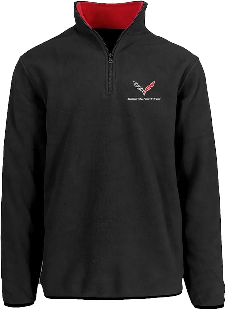 JH Design Men’s Chevy Corvette C7 Quarter Zip Fleece Sweatshirt 2 Colors