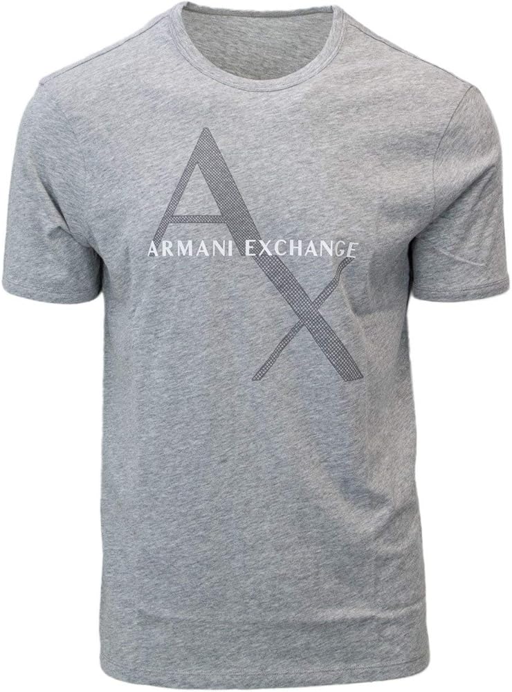 A|X ARMANI EXCHANGE mens Tonal and Contrast Logo Core Crew Neck T Shirt, Quilted Logo Heather Grey, XX-Large US