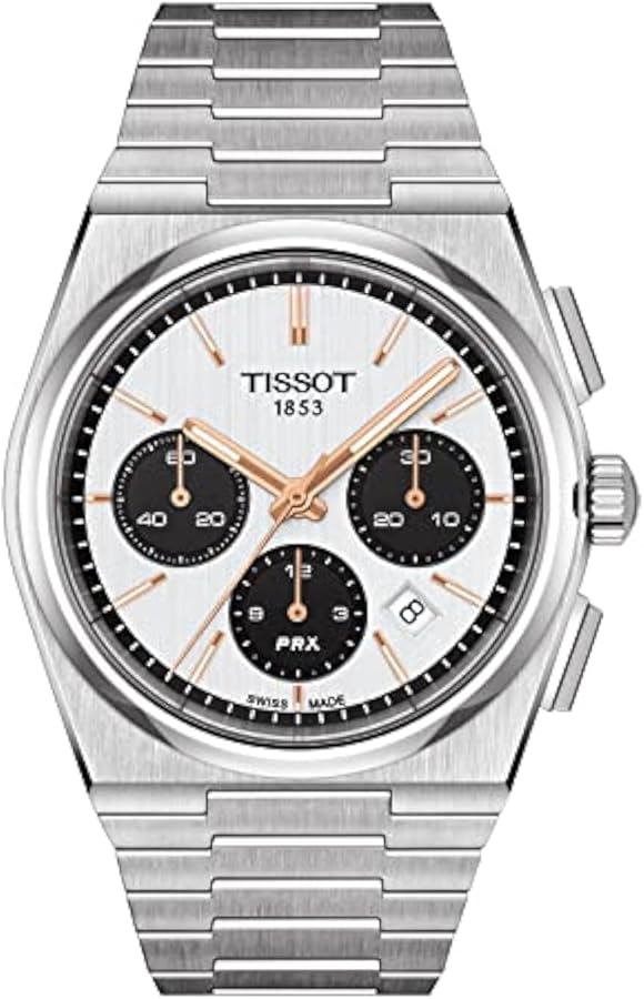 Tissot Mens PRX Automatic Chronograph 316L Stainless Steel case Automatic Watches, Grey, Stainless Steel, 13 (T1374271101100)