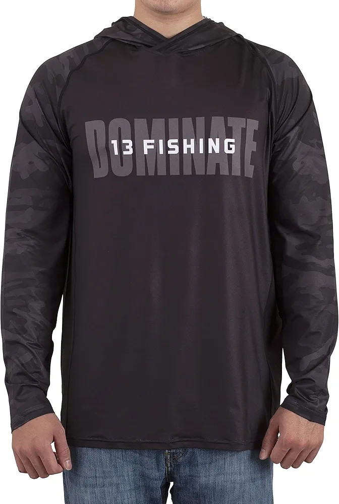 13 FISHING Men's Noire Performance Long Sleeve Hooded Shirt