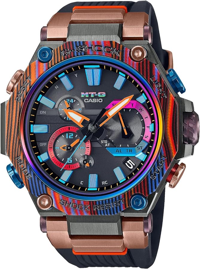 Casio MTG-B2000XMG-1AJR Wristwatch, MT-G Bluetooth, Radio Solar, Dual Core Guard Construction, Limited Edition/Multi-Color Carbon Bezel, Resin Band Shipped from Japan 2021 Released