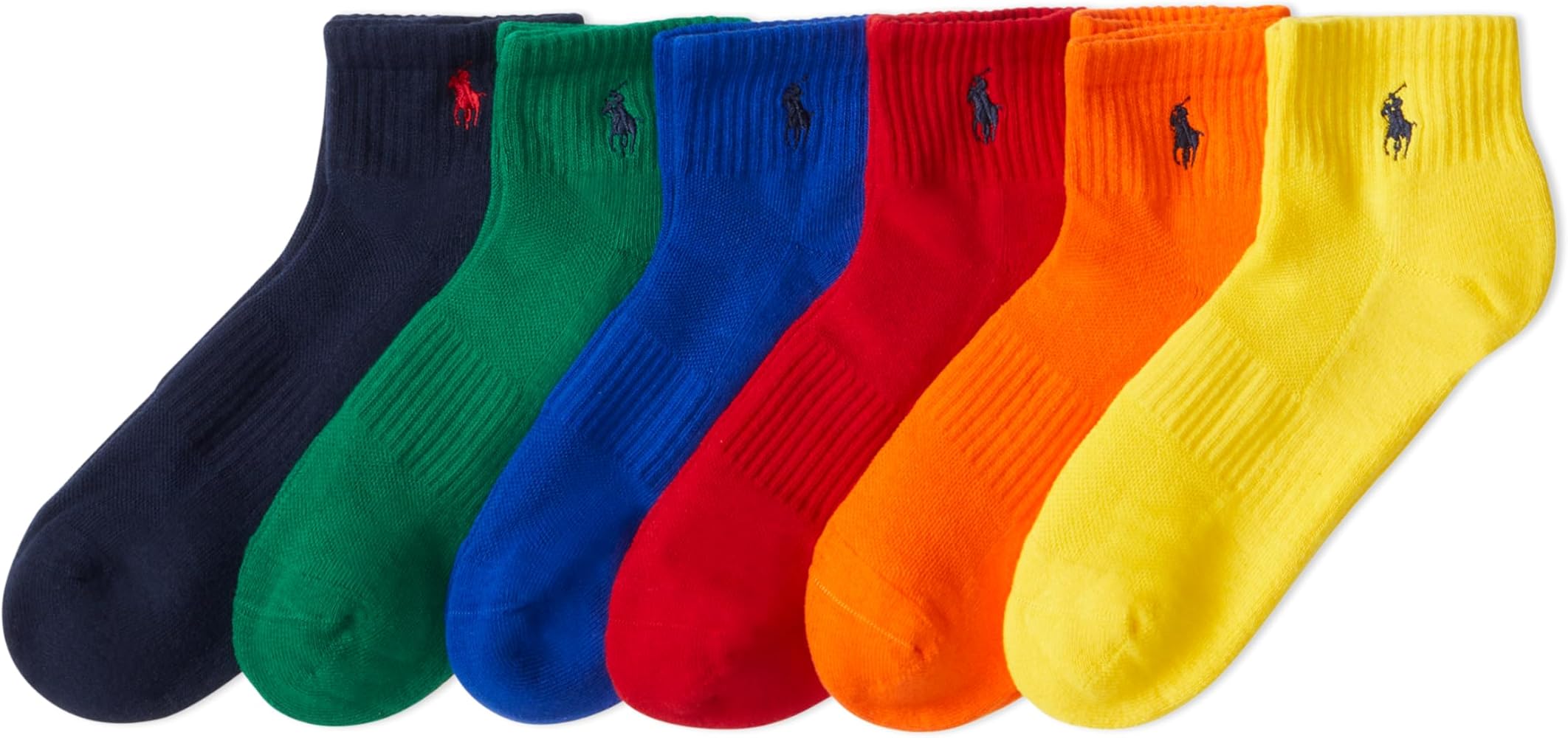 POLO RALPH LAUREN Men's Classic Sport Solid Multi-Color Socks - 6 Pair Pack - Athletic Arch Support And Comfort Cushioning Solid Bright Ankle, Multi-colored, 6-12.5 US