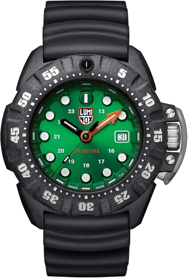 Luminox Men's Wrist Watch Scott Cassell Deep Dive 1550: 45mm Green Display Carbonox Case 300 M Water Resistant