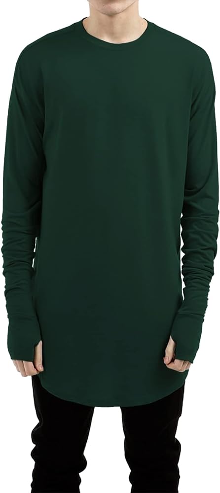 LILBETTER Mens Thumb Hole Cuffs Long Sleeve T-Shirt Basic Tee