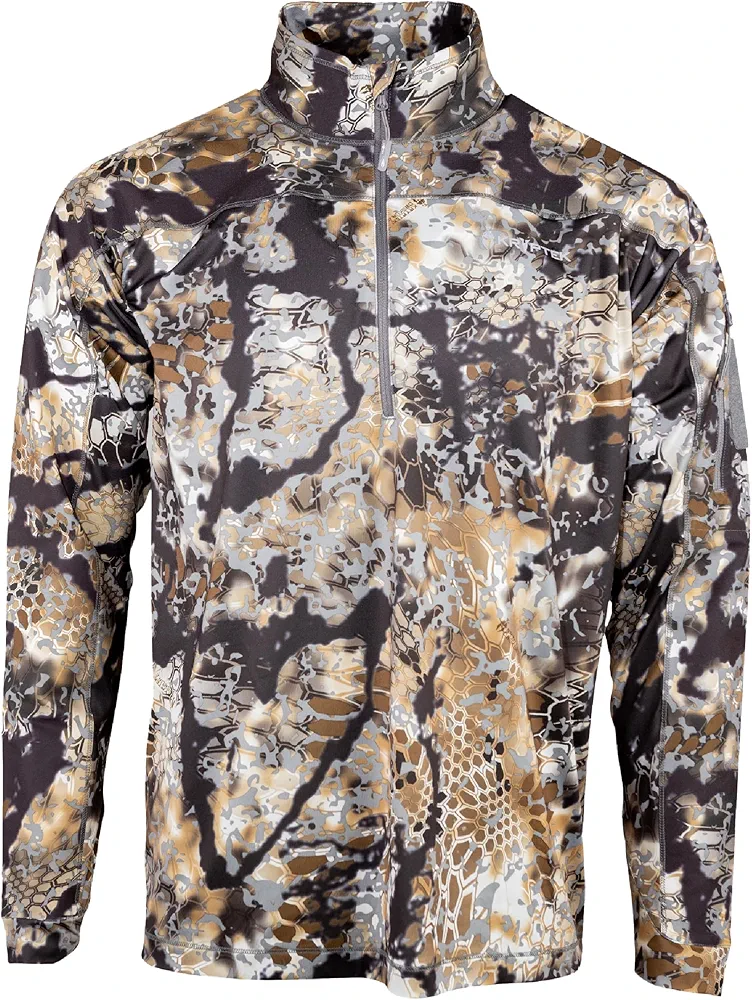 Kryptek Men's Valhalla 2 Long Sleeve Half Zip, Lightweight Camo Hunting Shirt