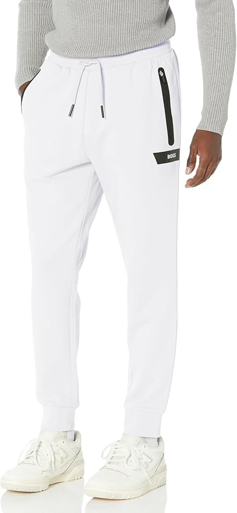 BOSS Men's Sporty Tape Design Regular Fit Cotton Sweatpants