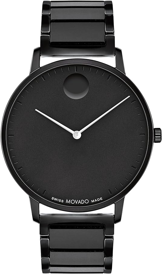 Movado Face Men's Watch - Swiss Quartz Movement, Stainless Steel Link Bracelet - 3 ATM Water Resistance - Luxury Fashion Timepiece for Him - 41mm