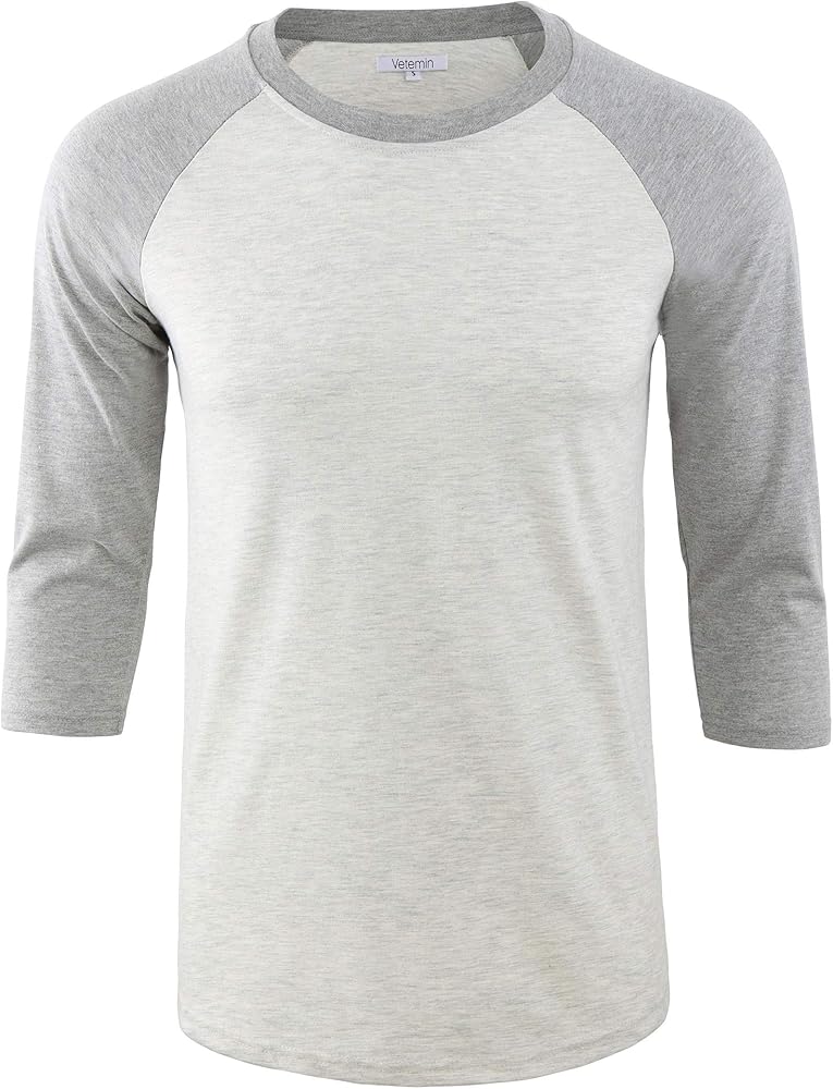 Men's Casual Soft 3/4 Raglan Sleeve Sports Running Jersey Baseball Tee Active Shirts