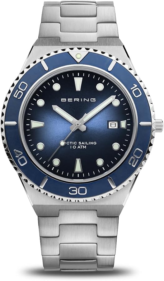 BERING Men's Quartz Movement Watch, Classic Collection with Stainless Steel and Sapphire Crystal 18940-XXX