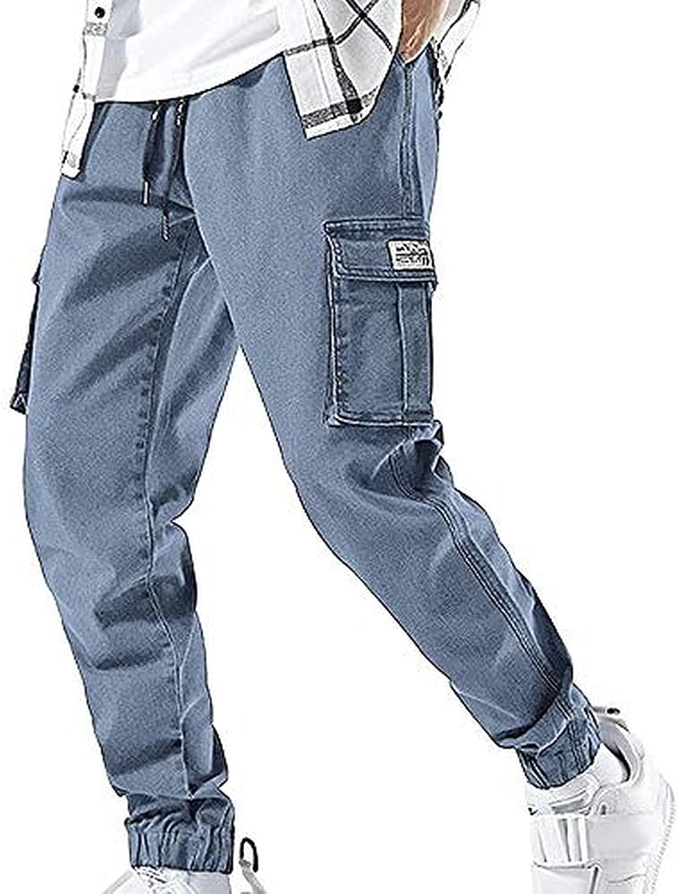 XYXIONGMAO Streetwear Hip Hop Cargo Joggers Pants for Men Denim Overalls Sports Harness Feet Harlan Casual Trousers