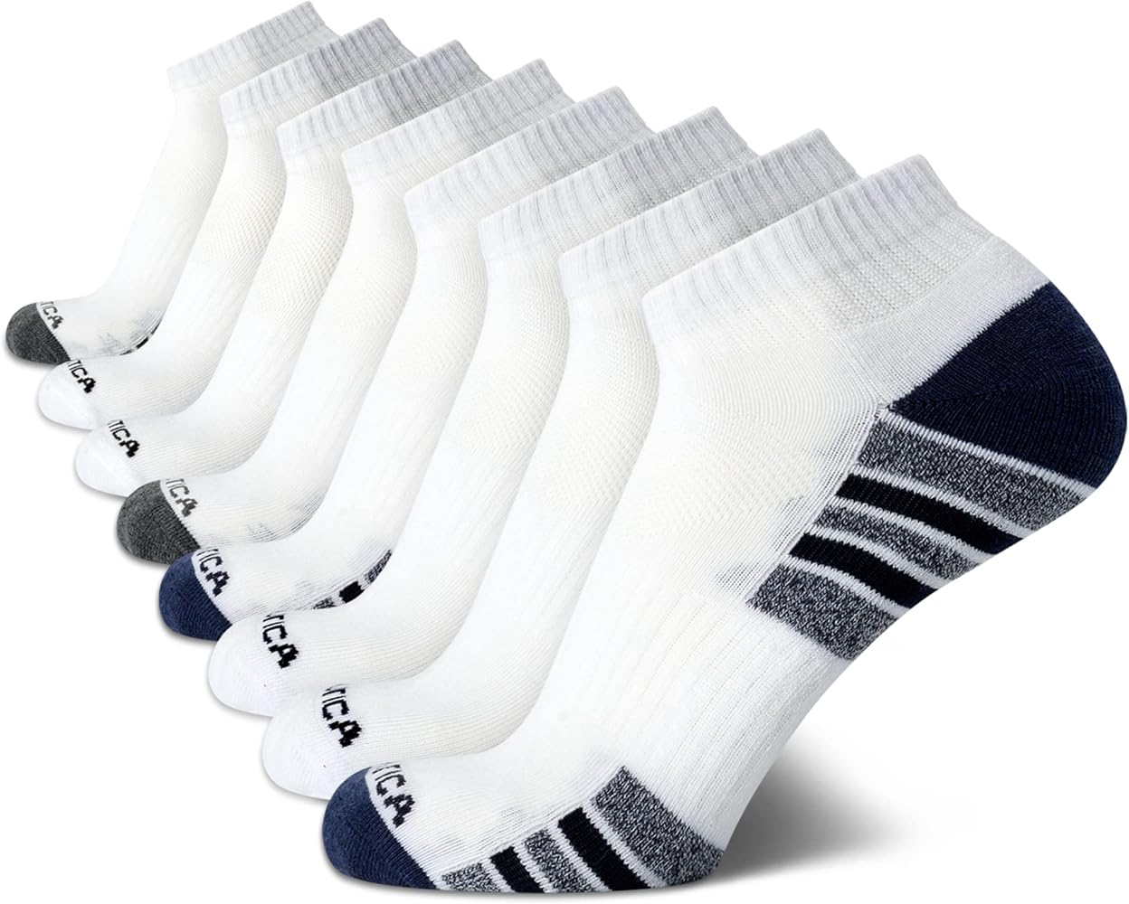 Nautica Men's Athletic Socks - Cushioned Quarter Cut Ankle Socks (8 Pack)