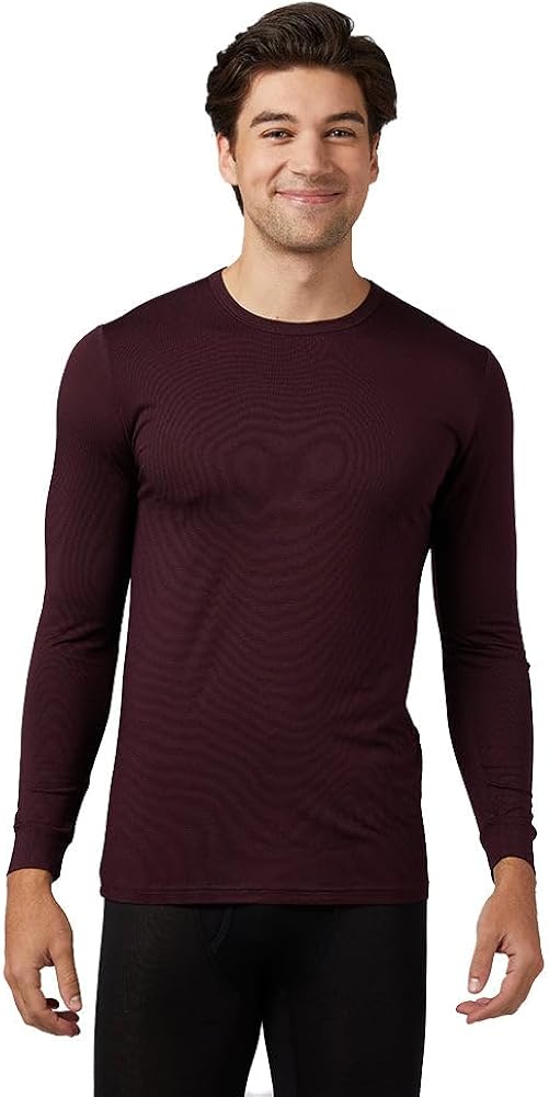 32 Degrees Men's Lightweight Baselayer Crew Top | Form Fitting | Long Sleeve| 4-Way Stretch | Thermal