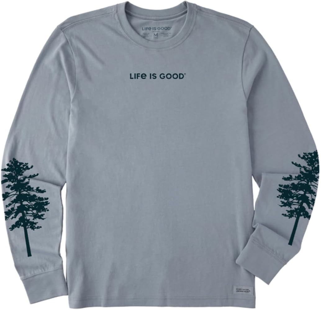 Life is Good Mens LIG Tonal Wordmark Horizontal Long Sleeve Crusher Tee Stone Blue