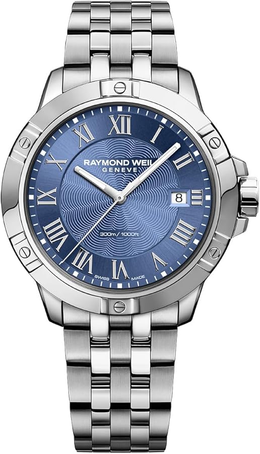 Raymond Weil Tango Classic Men's Watch, Quartz, Blue Dial, Silver Roman Numerals, Stainless Steel Bracelet, 41 mm (Model: 8160-ST-00508)